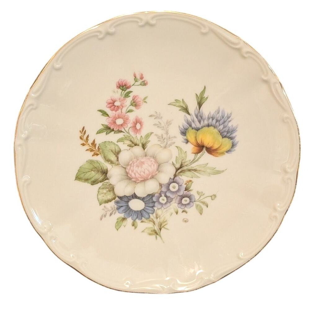 Vtg Bareuther Waldsassen Bavaria Germany 263 Floral Fancy Edge 8" Plate
